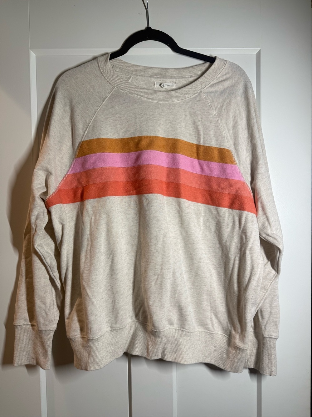 Maurices Cream Sweatshirt with Gold, Pink & Orange Stripes